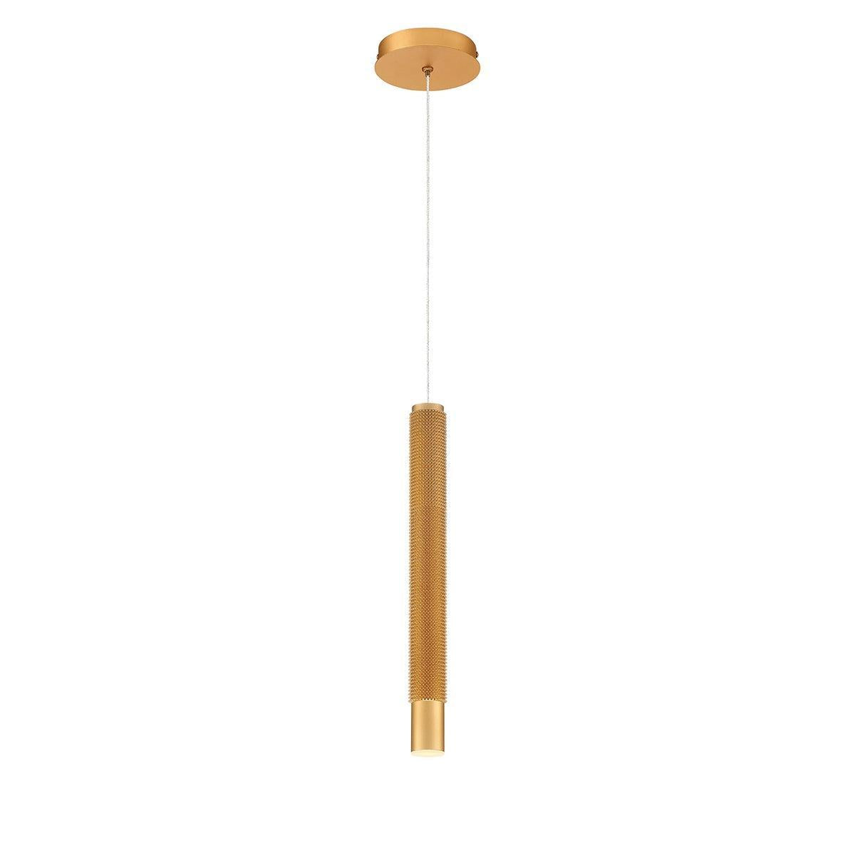 Eurofase Lighting Davenport 2" Integrated LED Gold Pendant Light With Long Textured Aluminum Shade
