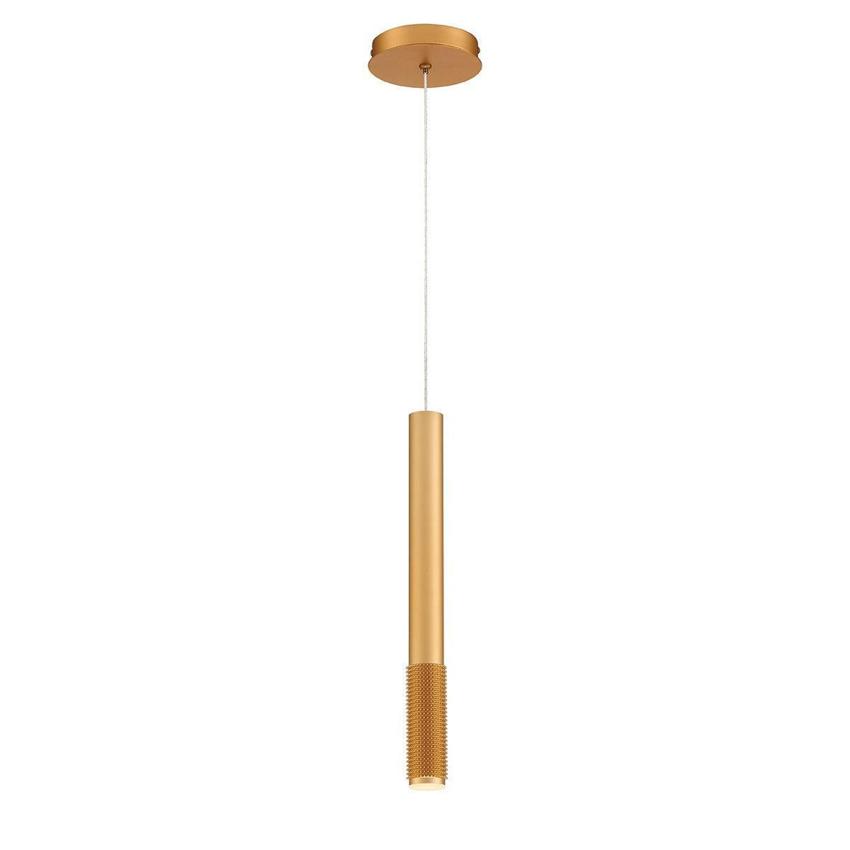 Eurofase Lighting Davenport 2" Integrated LED Gold Pendant Light With Short Textured Aluminum Shade