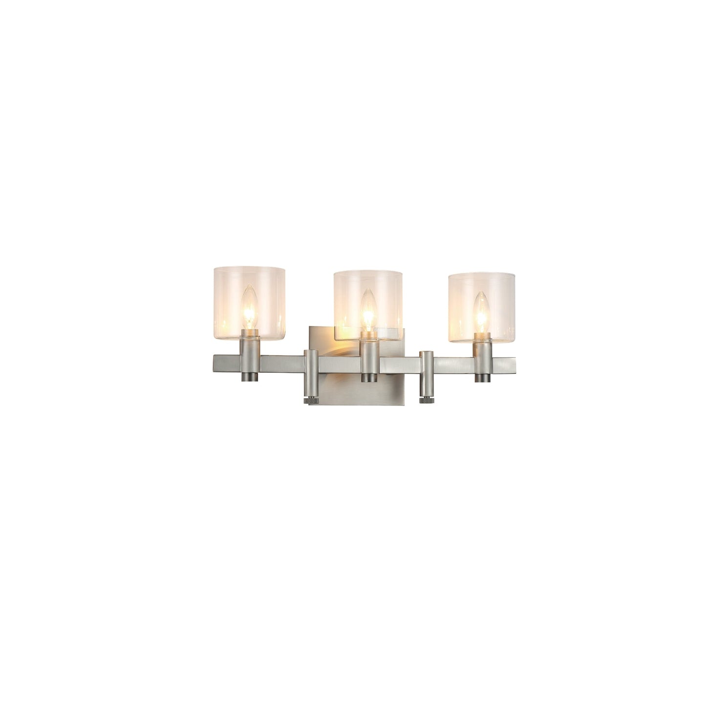 Eurofase Lighting Decato 21" 3-Light Satin Nickel Bath Bar With Clear Glass Shades