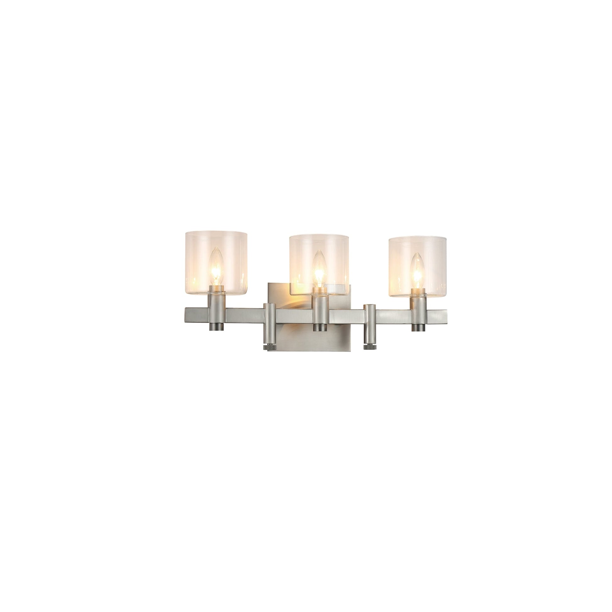 Eurofase Lighting Decato 21" 3-Light Satin Nickel Bath Bar With Clear Glass Shades