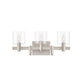 Eurofase Lighting Decato 21" 3-Light Satin Nickel Bath Bar With Clear Glass Shades