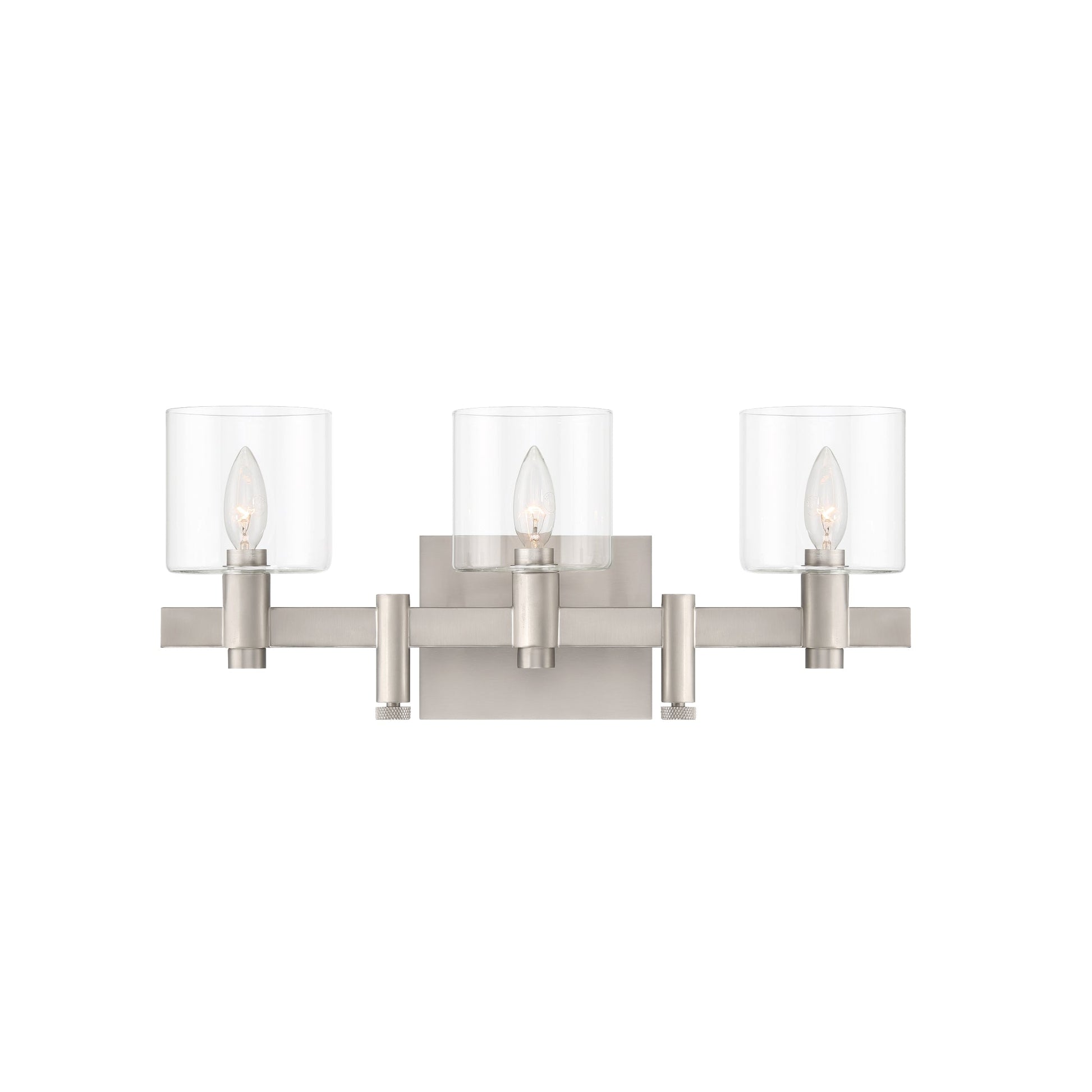 Eurofase Lighting Decato 21" 3-Light Satin Nickel Bath Bar With Clear Glass Shades