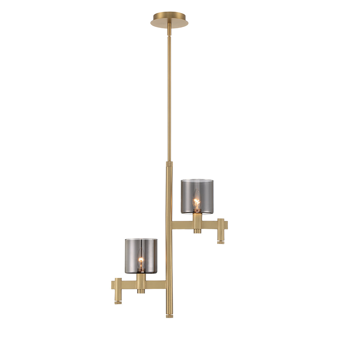 Eurofase Lighting Decato 22" 2-Light Smoke Glass Shade Gold Iron Pendant Chandelier