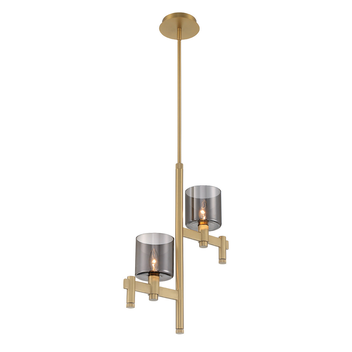 Eurofase Lighting Decato 22" 2-Light Smoke Glass Shade Gold Iron Pendant Chandelier