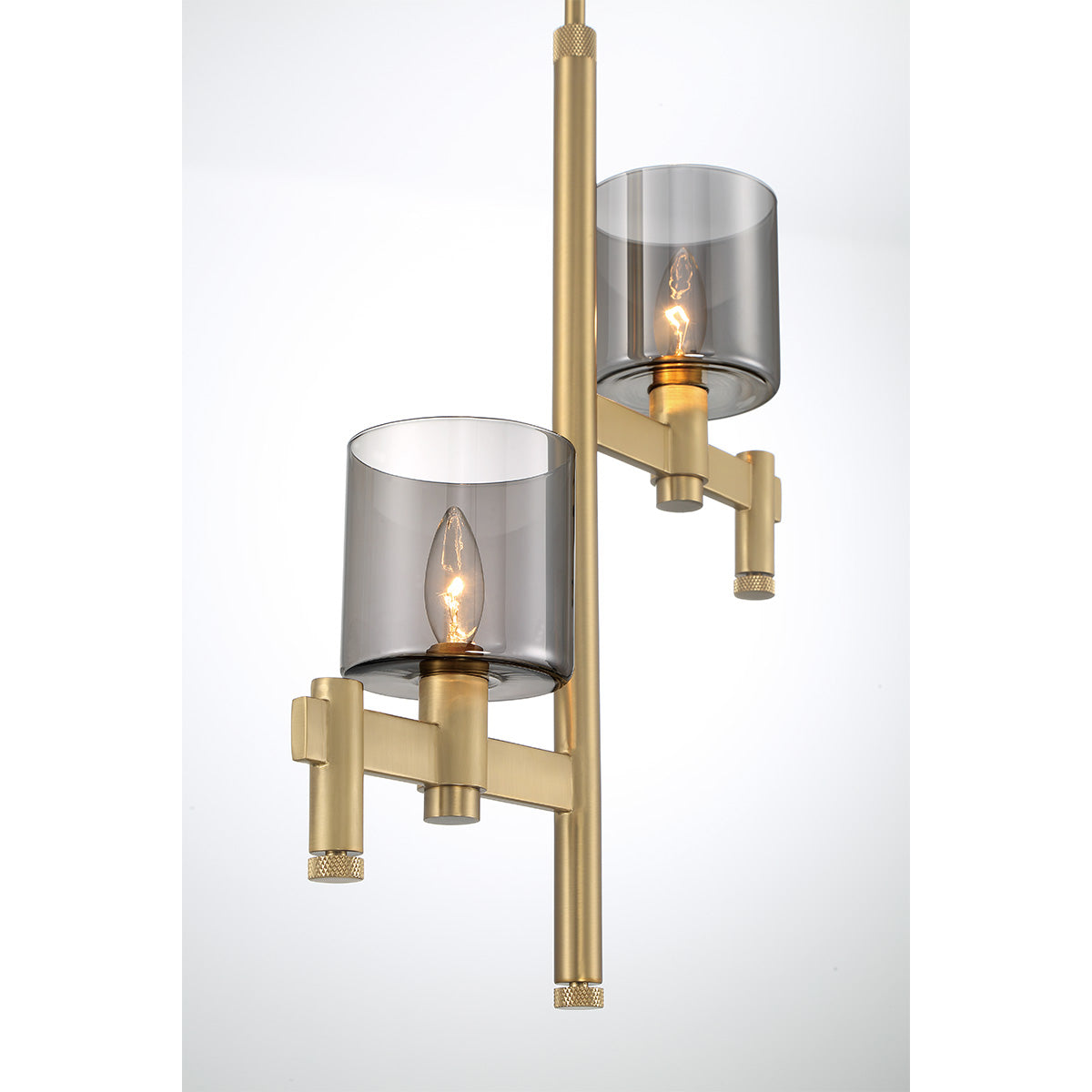 Eurofase Lighting Decato 22" 2-Light Smoke Glass Shade Gold Iron Pendant Chandelier