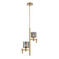 Eurofase Lighting Decato 22" 2-Light Smoke Glass Shade Gold Iron Pendant Chandelier