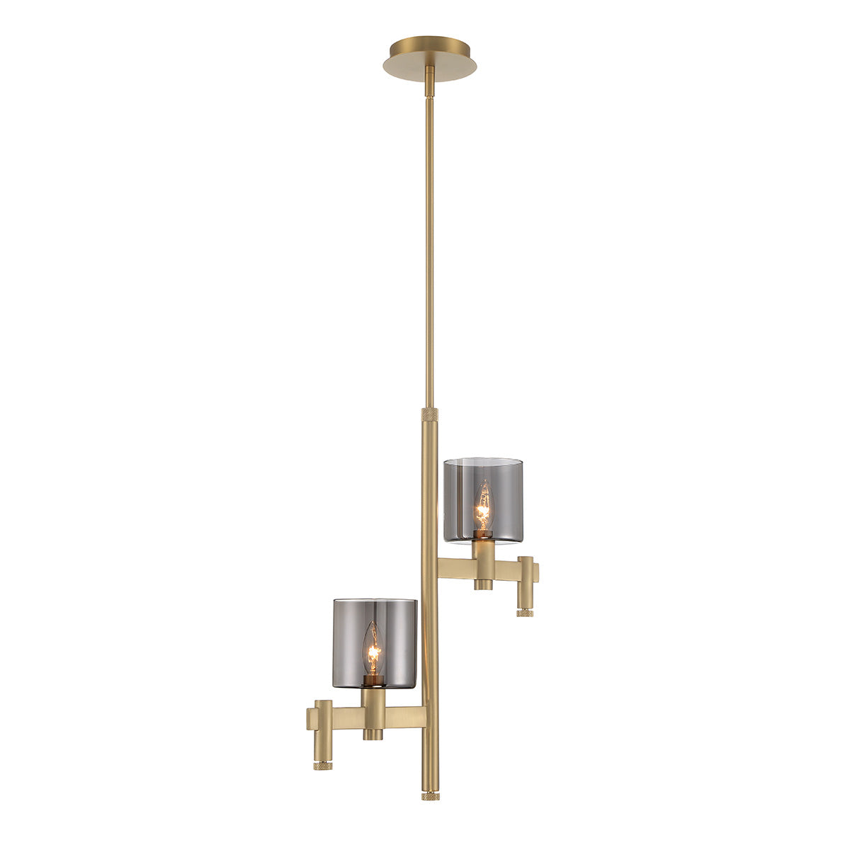 Eurofase Lighting Decato 22" 2-Light Smoke Glass Shade Gold Iron Pendant Chandelier