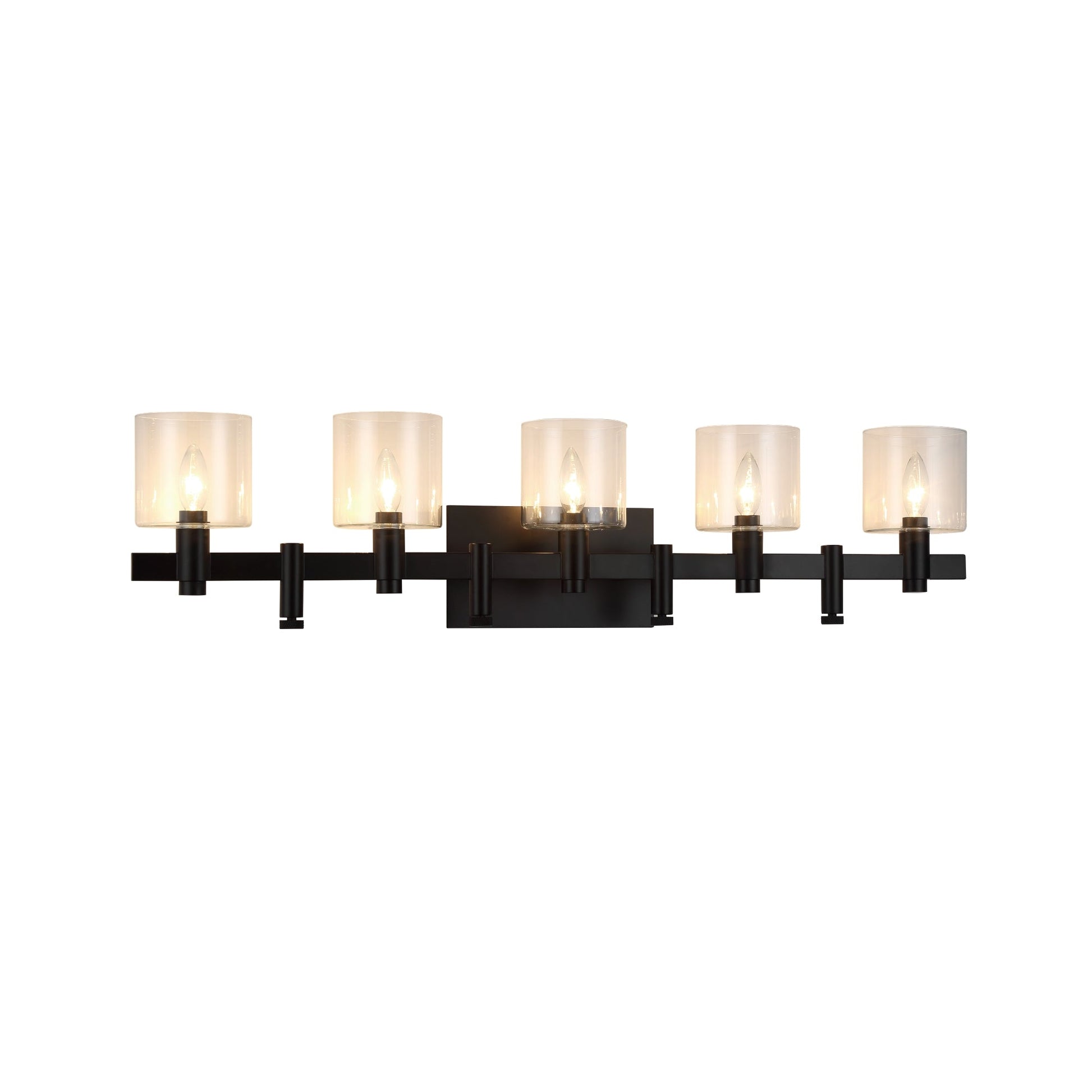Eurofase Lighting Decato 38" 5-Light Matte Black Bath Bar With Clear Glass Shades
