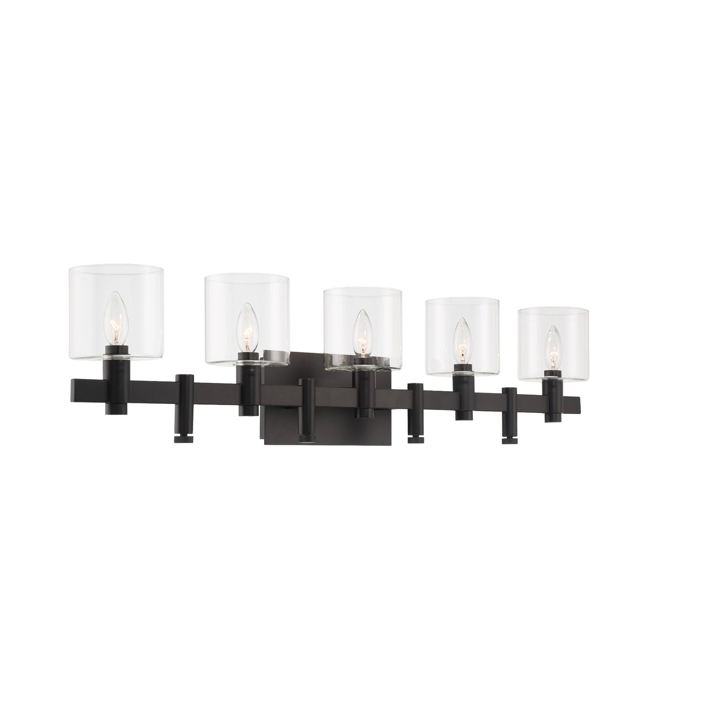 Eurofase Lighting Decato 38" 5-Light Matte Black Bath Bar With Clear Glass Shades