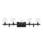 Eurofase Lighting Decato 38" 5-Light Matte Black Bath Bar With Clear Glass Shades