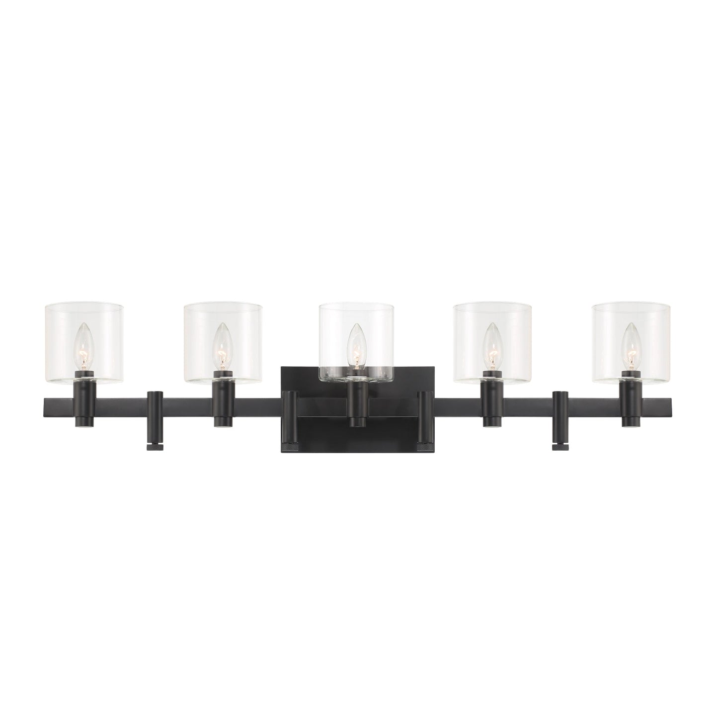 Eurofase Lighting Decato 38" 5-Light Matte Black Bath Bar With Clear Glass Shades