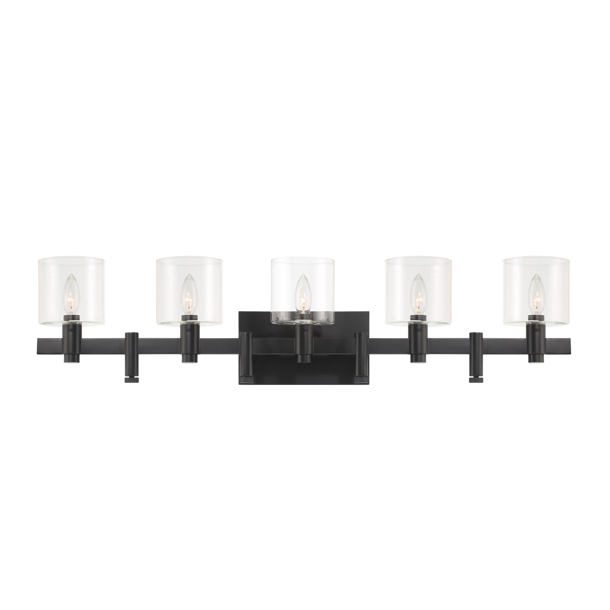 Eurofase Lighting Decato 38" 5-Light Matte Black Bath Bar With Clear Glass Shades