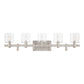Eurofase Lighting Decato 38" 5-Light Satin Nickel Bath Bar With Clear Glass Shades