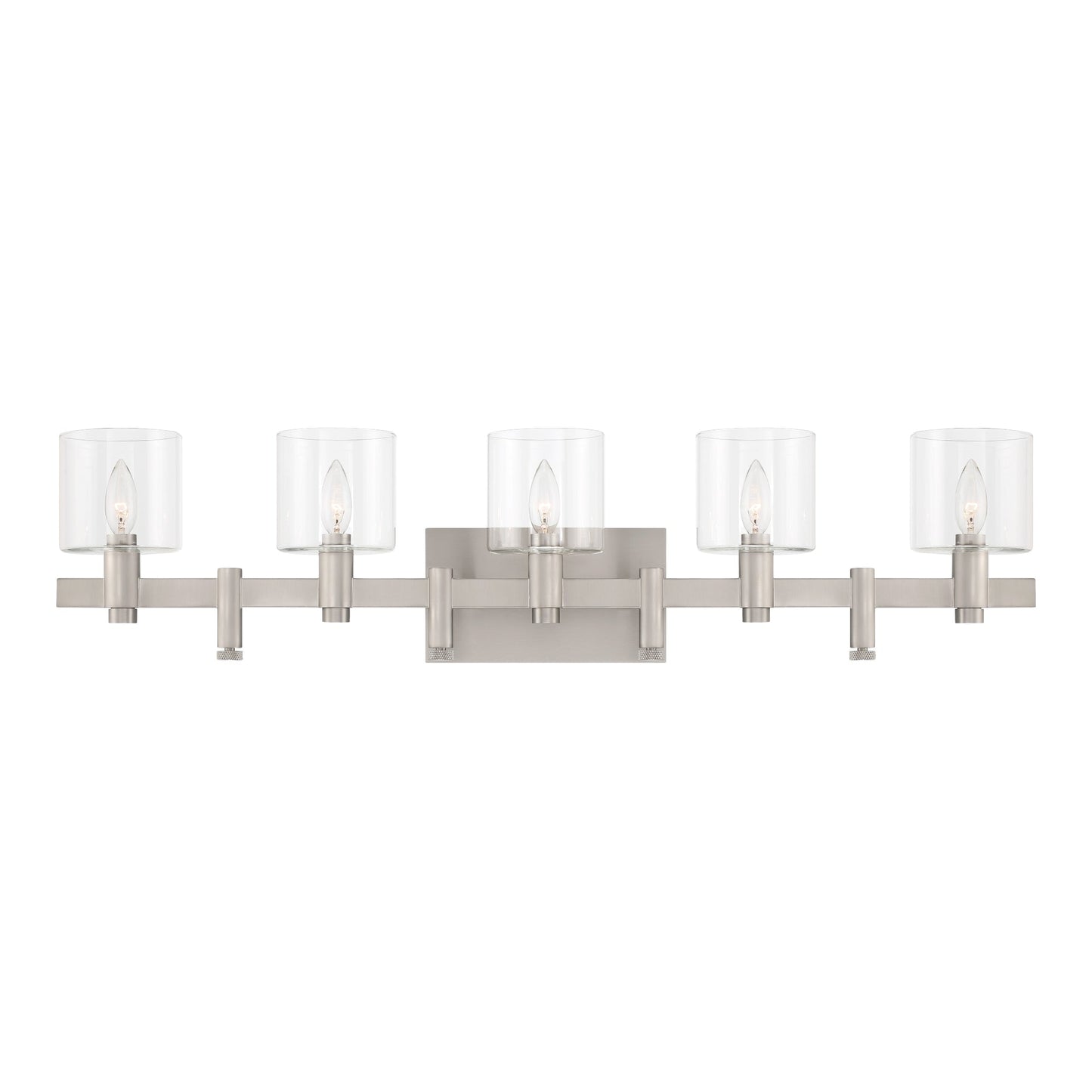 Eurofase Lighting Decato 38" 5-Light Satin Nickel Bath Bar With Clear Glass Shades