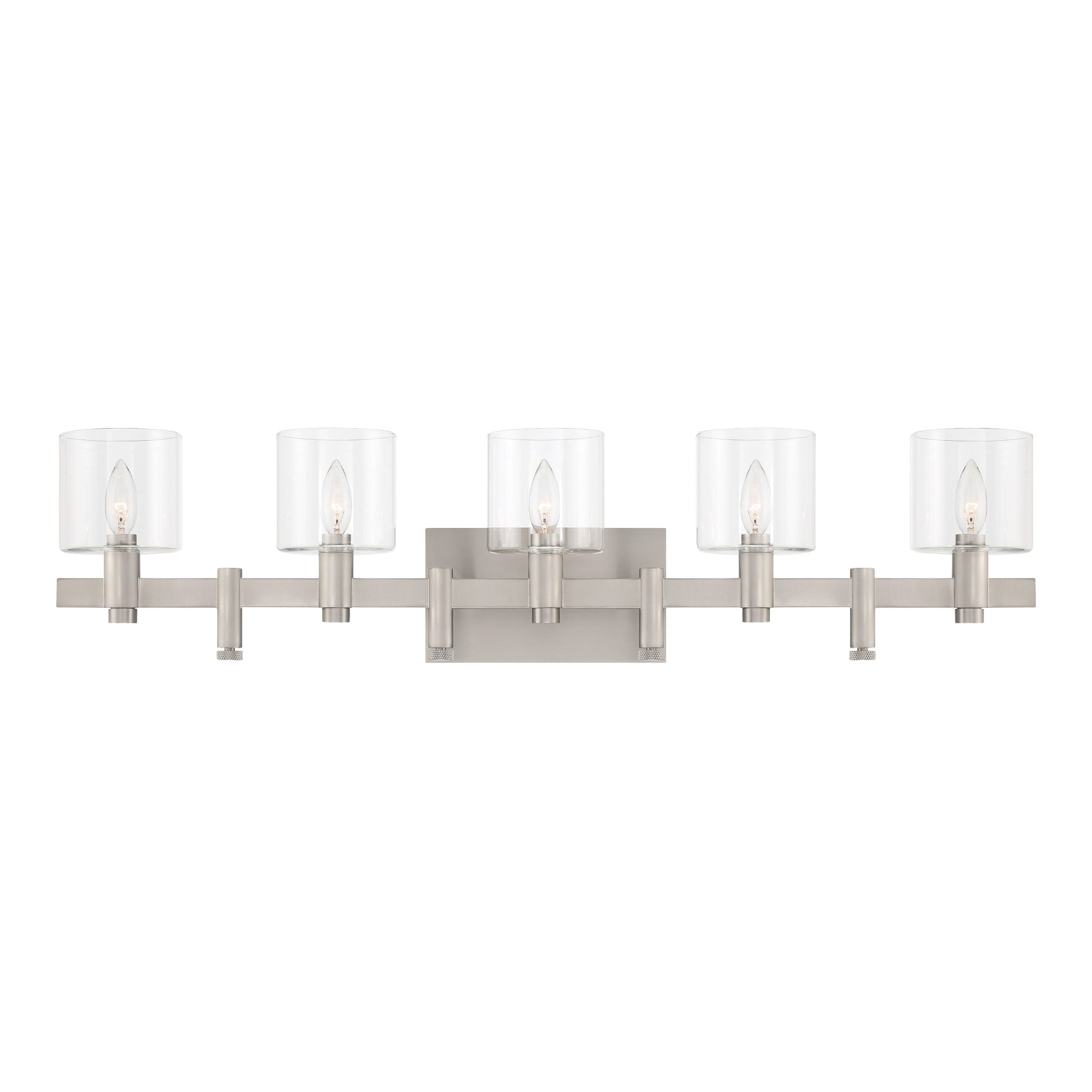 Eurofase Lighting Decato 38" 5-Light Satin Nickel Bath Bar With Clear Glass Shades