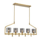 Eurofase Lighting Decato 42" 5-Light Satin Gold Linear Chandelier With Smoked Glass Shades