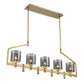 Eurofase Lighting Decato 42" 5-Light Satin Gold Linear Chandelier With Smoked Glass Shades