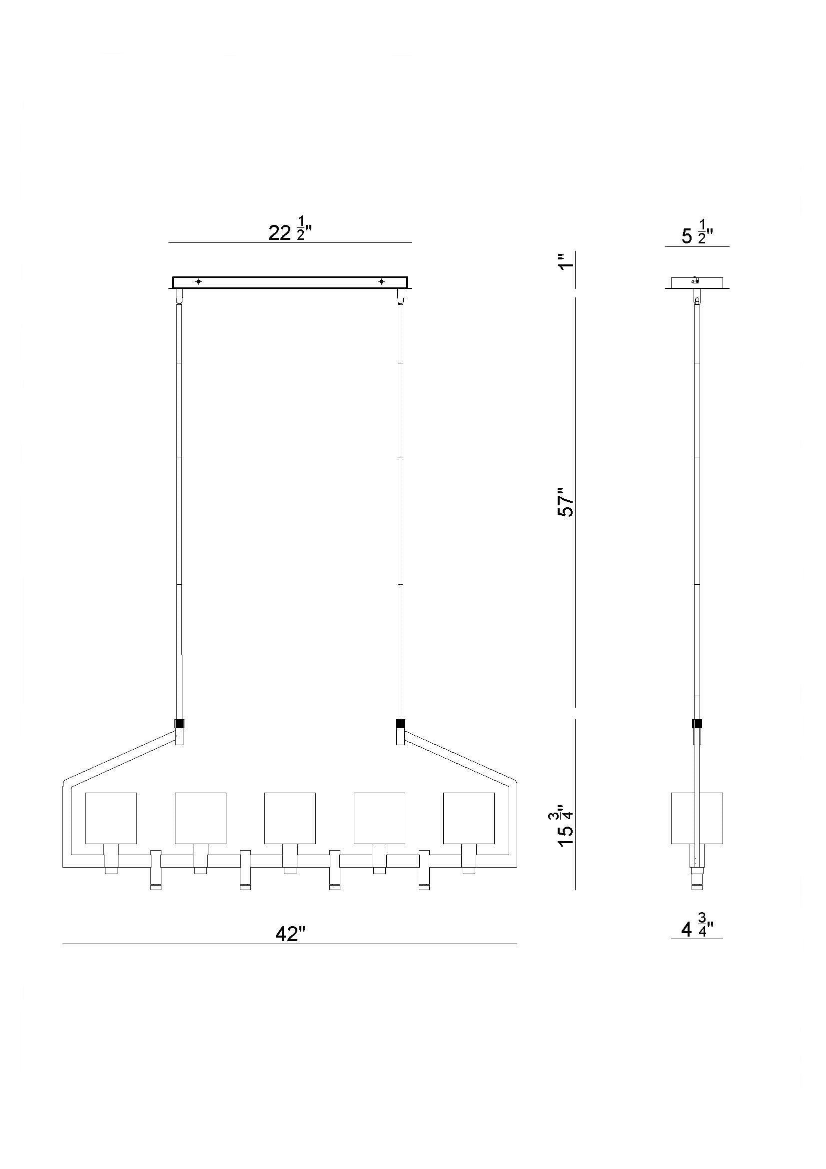Eurofase Lighting Decato 42" 5-Light Satin Gold Linear Chandelier With Smoked Glass Shades