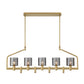 Eurofase Lighting Decato 42" 5-Light Satin Gold Linear Chandelier With Smoked Glass Shades