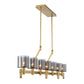 Eurofase Lighting Decato 57" 7-Light Satin Gold Linear Chandelier With Smoked Glass Shades