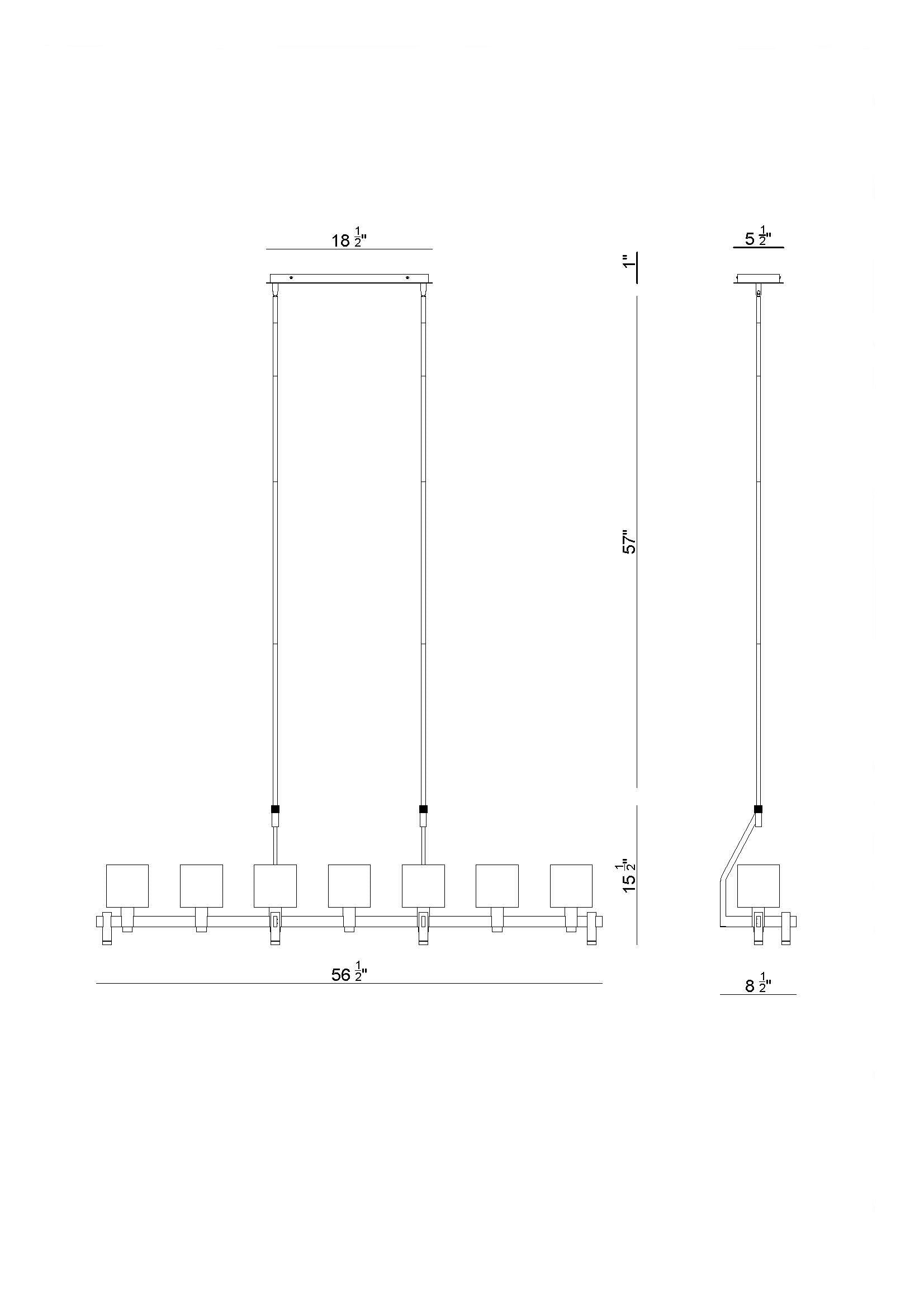 Eurofase Lighting Decato 57" 7-Light Satin Gold Linear Chandelier With Smoked Glass Shades