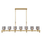 Eurofase Lighting Decato 57" 7-Light Satin Gold Linear Chandelier With Smoked Glass Shades