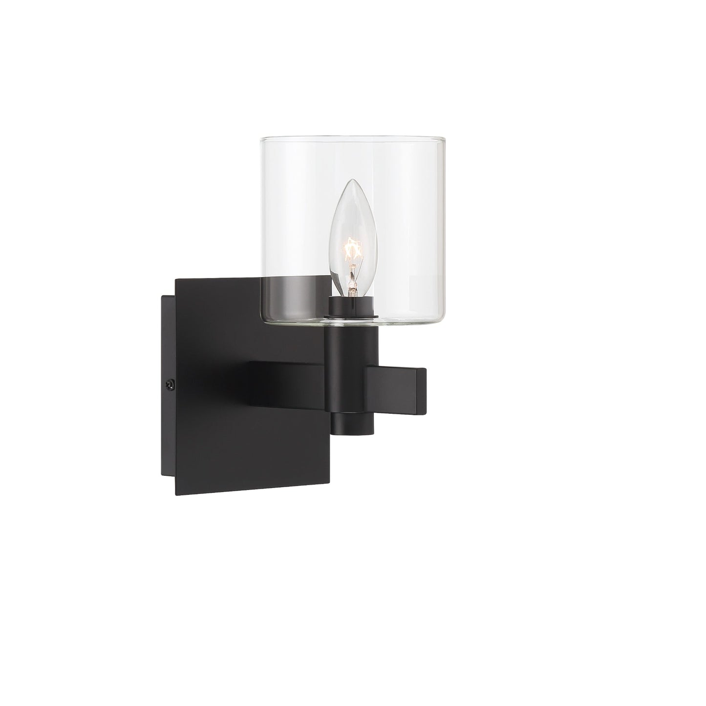 Eurofase Lighting Decato 9" 1-Light Matte Black Wall Sconce With Clear Glass Shade