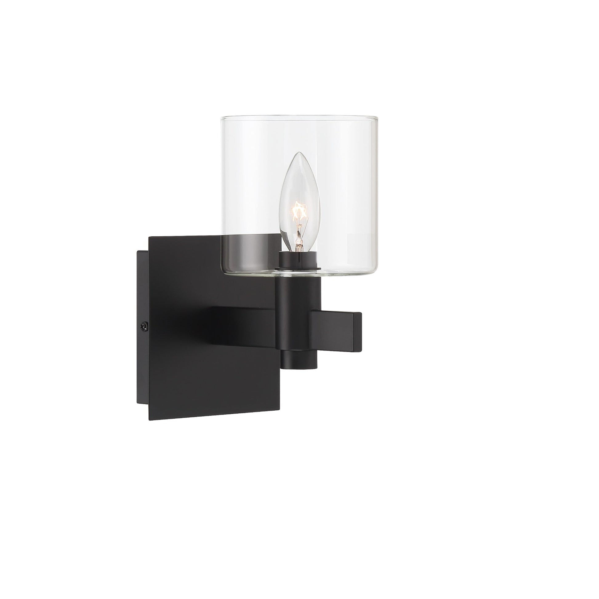 Eurofase Lighting Decato 9" 1-Light Matte Black Wall Sconce With Clear Glass Shade