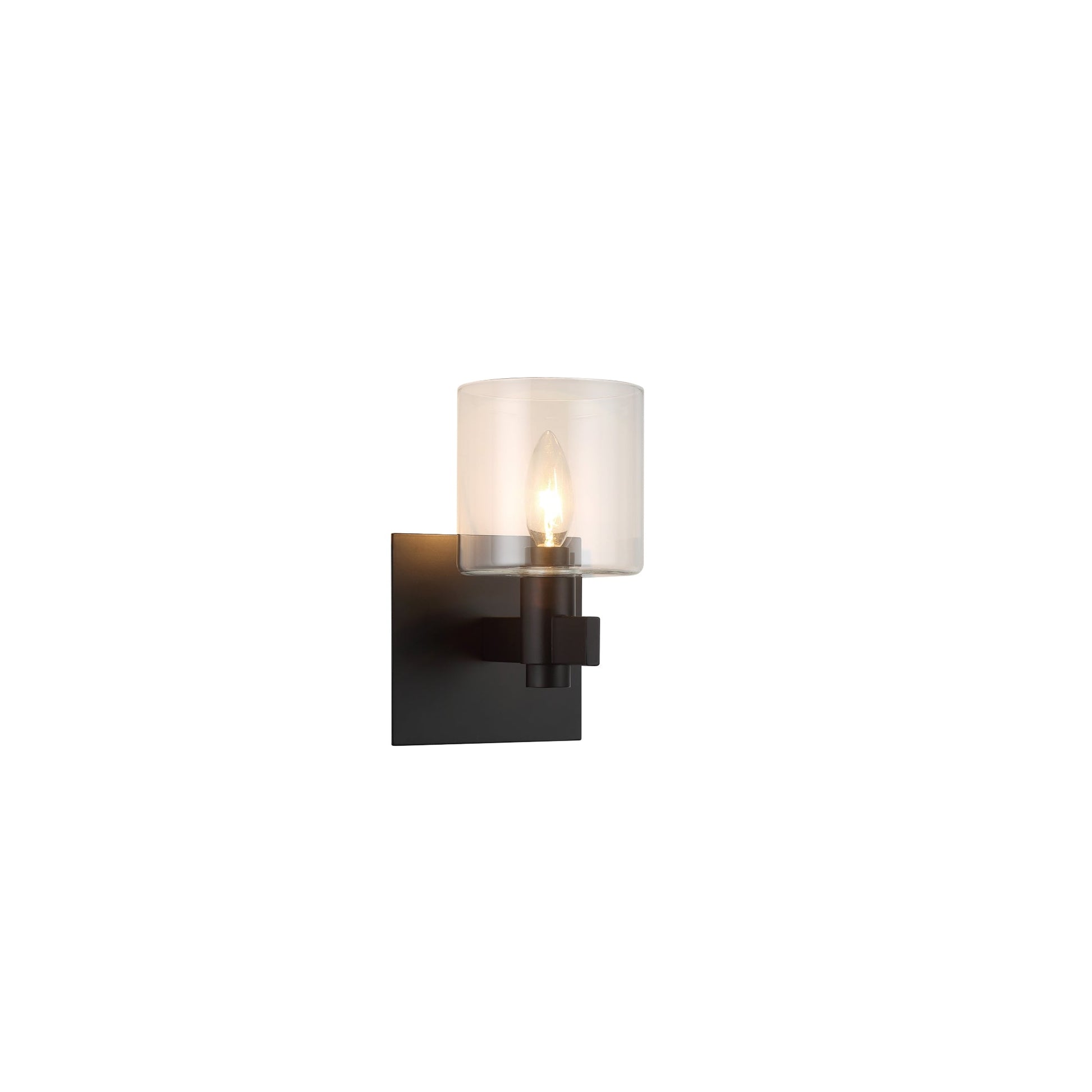 Eurofase Lighting Decato 9" 1-Light Matte Black Wall Sconce With Clear Glass Shade