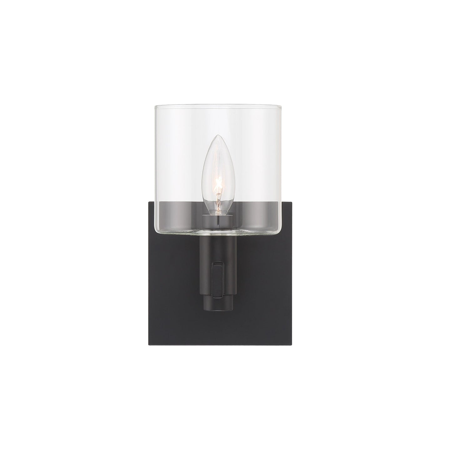 Eurofase Lighting Decato 9" 1-Light Matte Black Wall Sconce With Clear Glass Shade