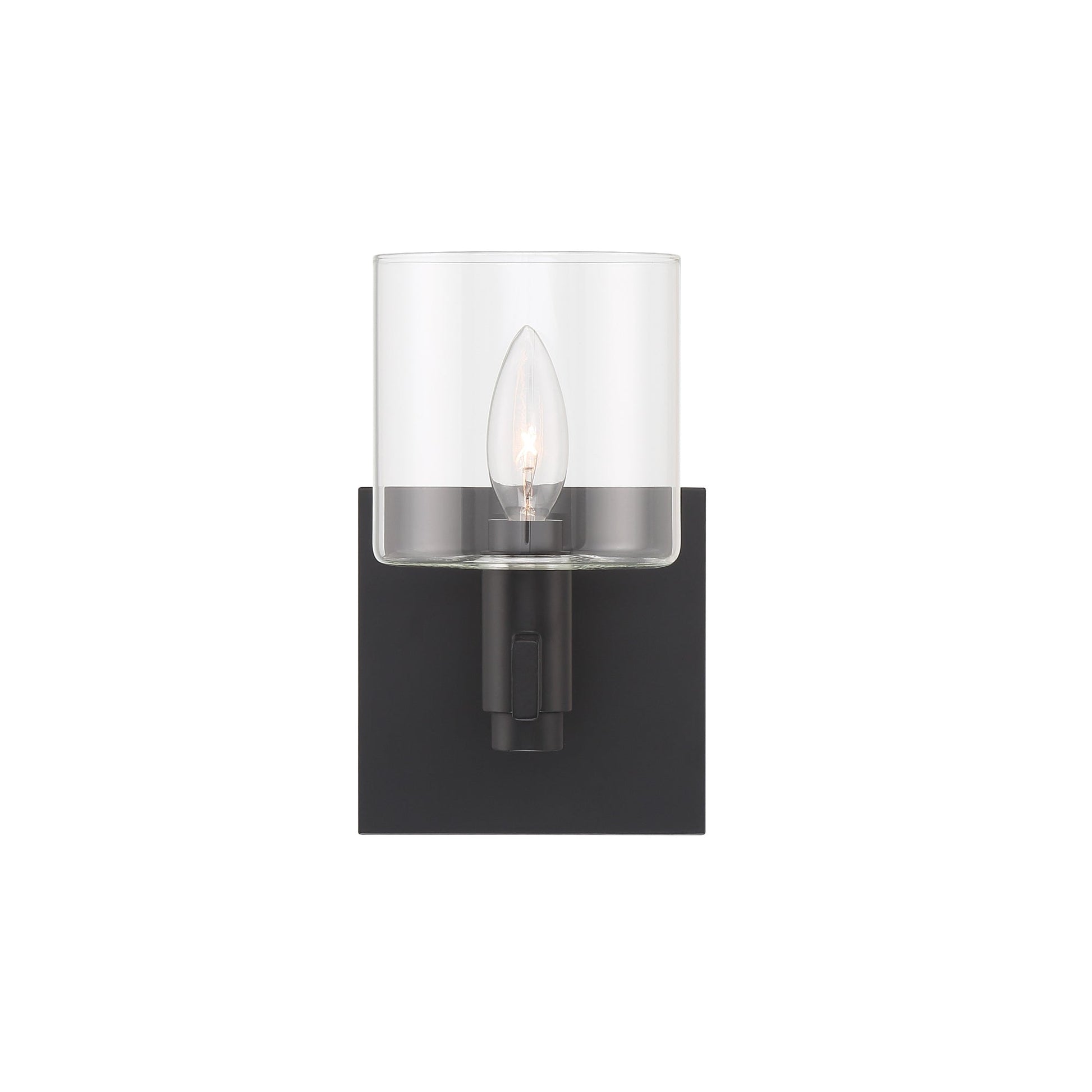 Eurofase Lighting Decato 9" 1-Light Matte Black Wall Sconce With Clear Glass Shade