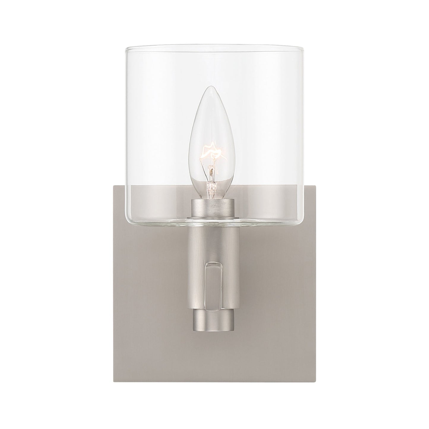 Eurofase Lighting Decato 9" 1-Light Satin Nickel Wall Sconce With Clear Glass Shade