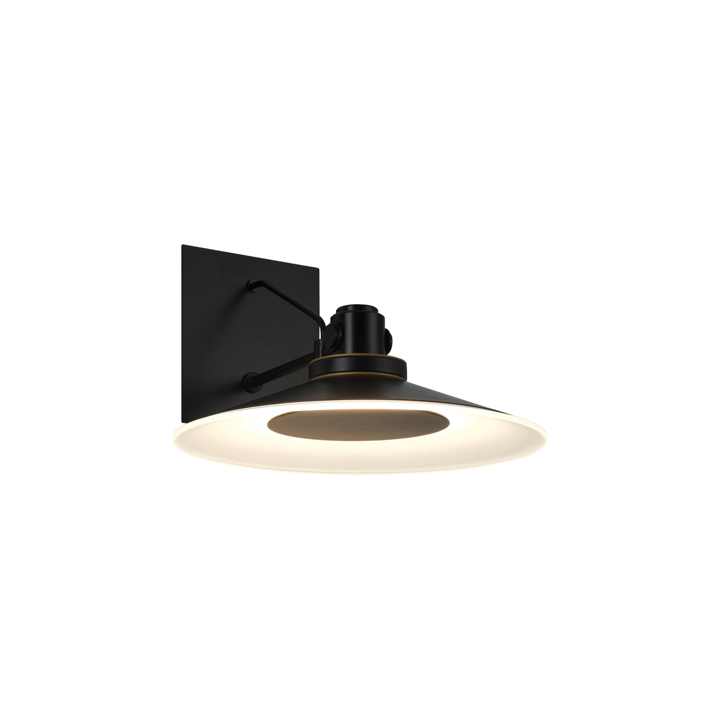 Eurofase Lighting Deckard 12" 1-Light Integrated LED Frosted Glass Shade Gold and Black Outdoor Wall Lantern Light