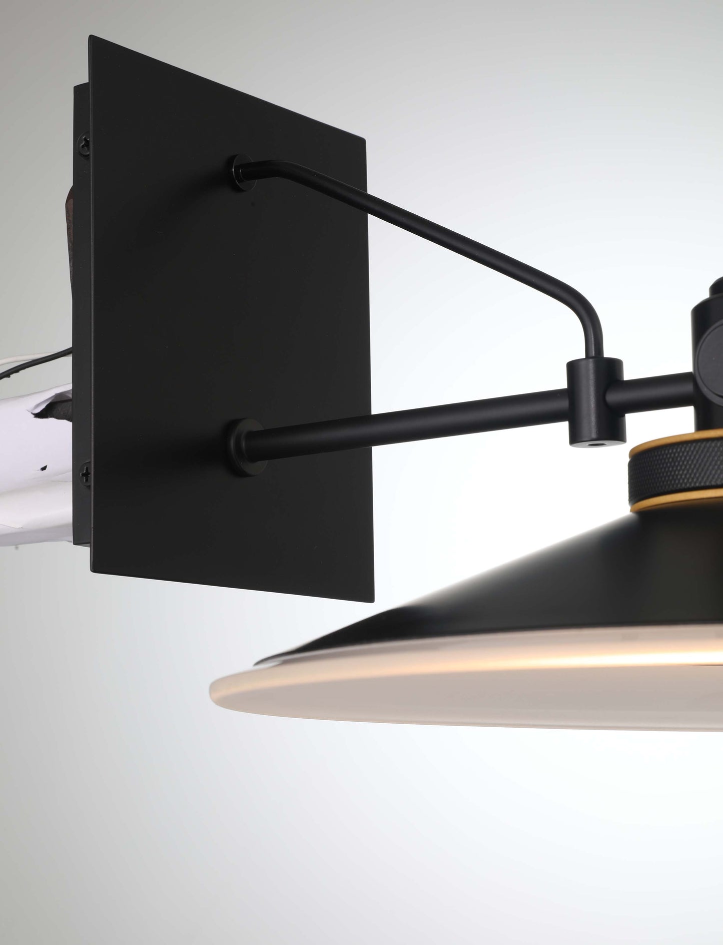 Eurofase Lighting Deckard 12" 1-Light Integrated LED Frosted Glass Shade Gold and Black Outdoor Wall Lantern Light
