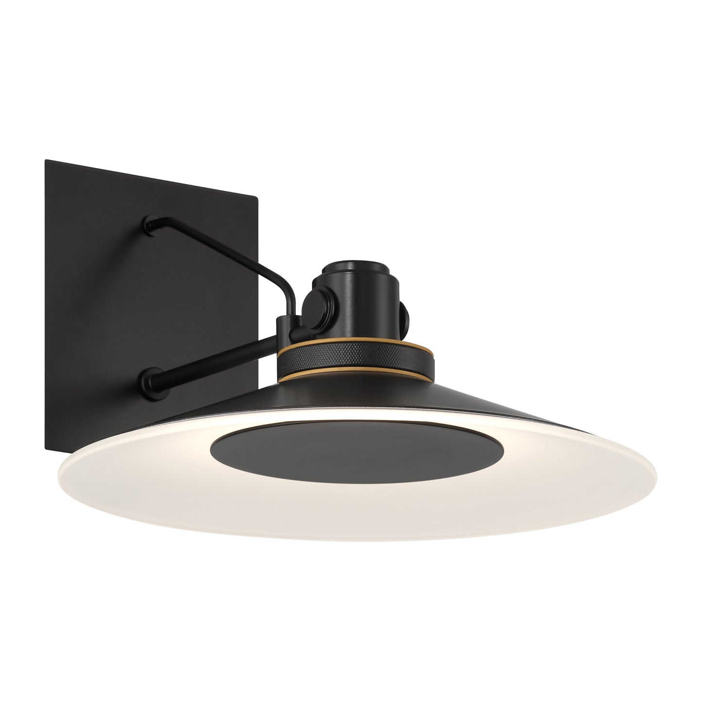 Eurofase Lighting Deckard 12" 1-Light Integrated LED Frosted Glass Shade Gold and Black Outdoor Wall Lantern Light