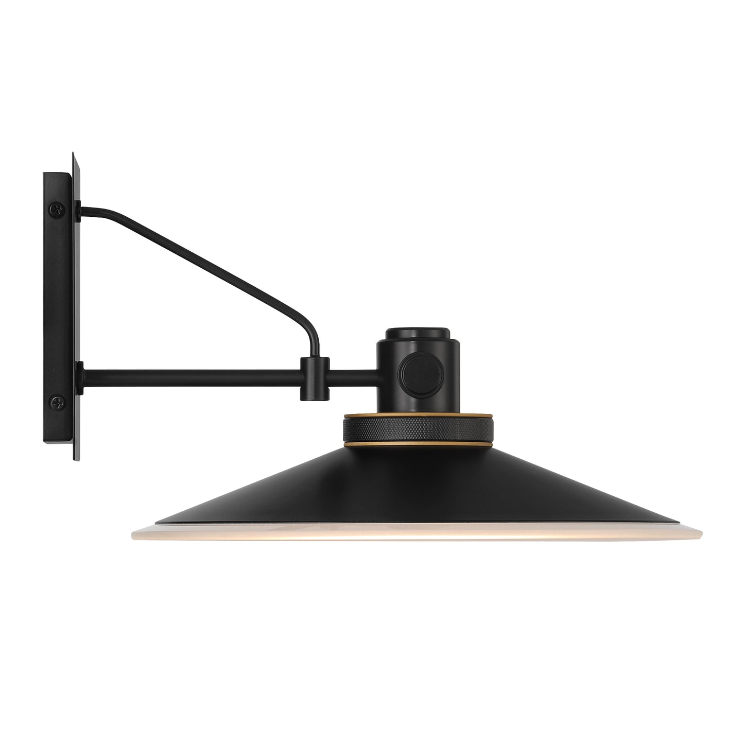 Eurofase Lighting Deckard 12" 1-Light Integrated LED Frosted Glass Shade Gold and Black Outdoor Wall Lantern Light