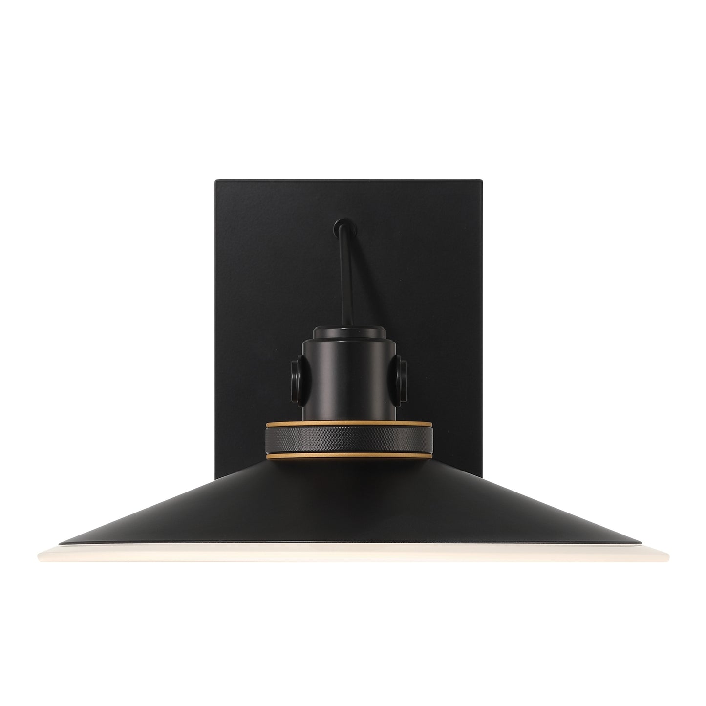 Eurofase Lighting Deckard 12" 1-Light Integrated LED Frosted Glass Shade Gold and Black Outdoor Wall Lantern Light