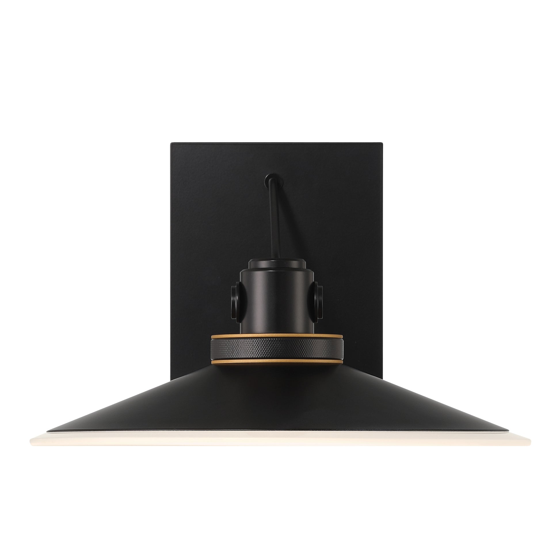 Eurofase Lighting Deckard 12" 1-Light Integrated LED Frosted Glass Shade Gold and Black Outdoor Wall Lantern Light