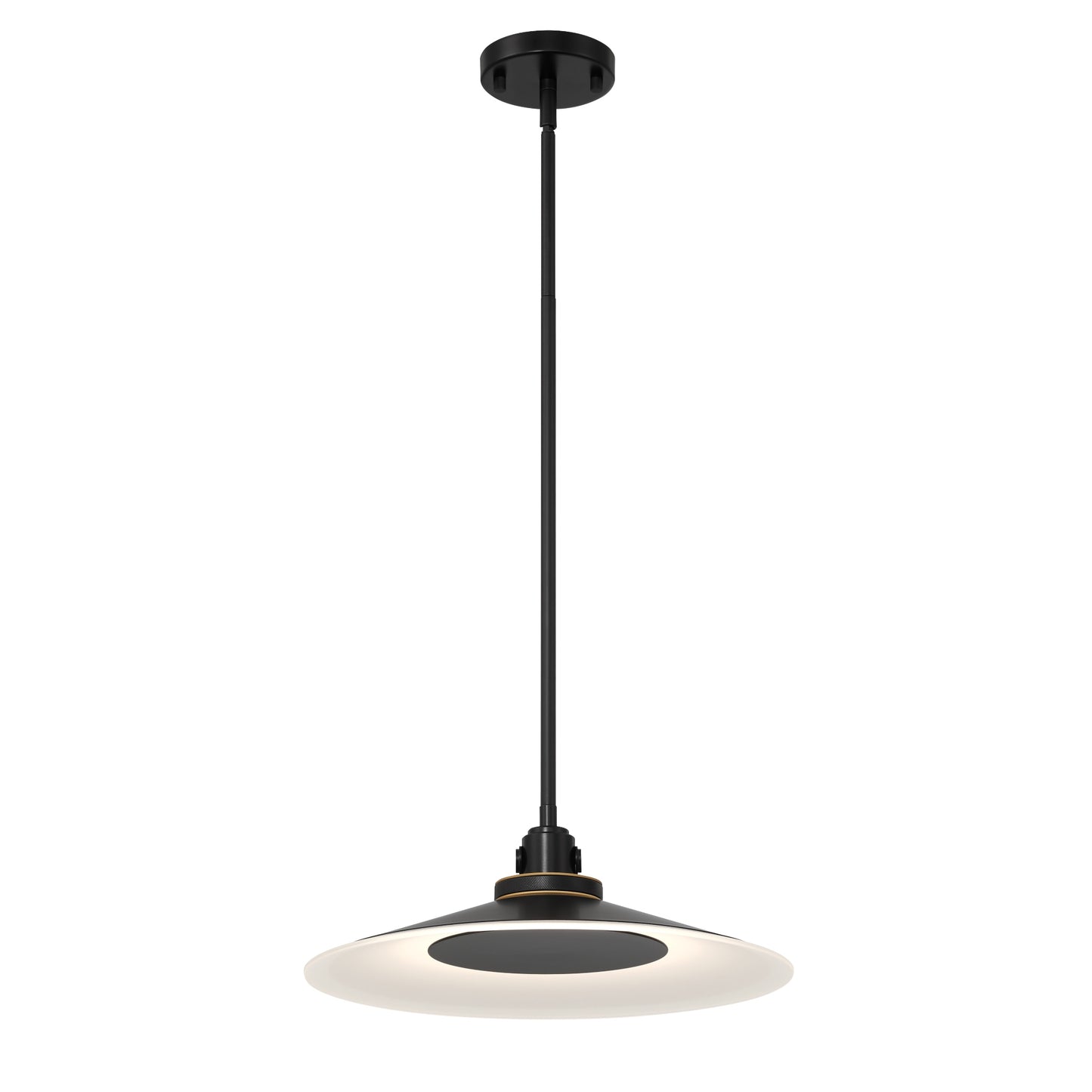 Eurofase Lighting Deckard 16" 1-Light Integrated LED Frosted Glass Shade Gold and Black Outdoor Pendant Light