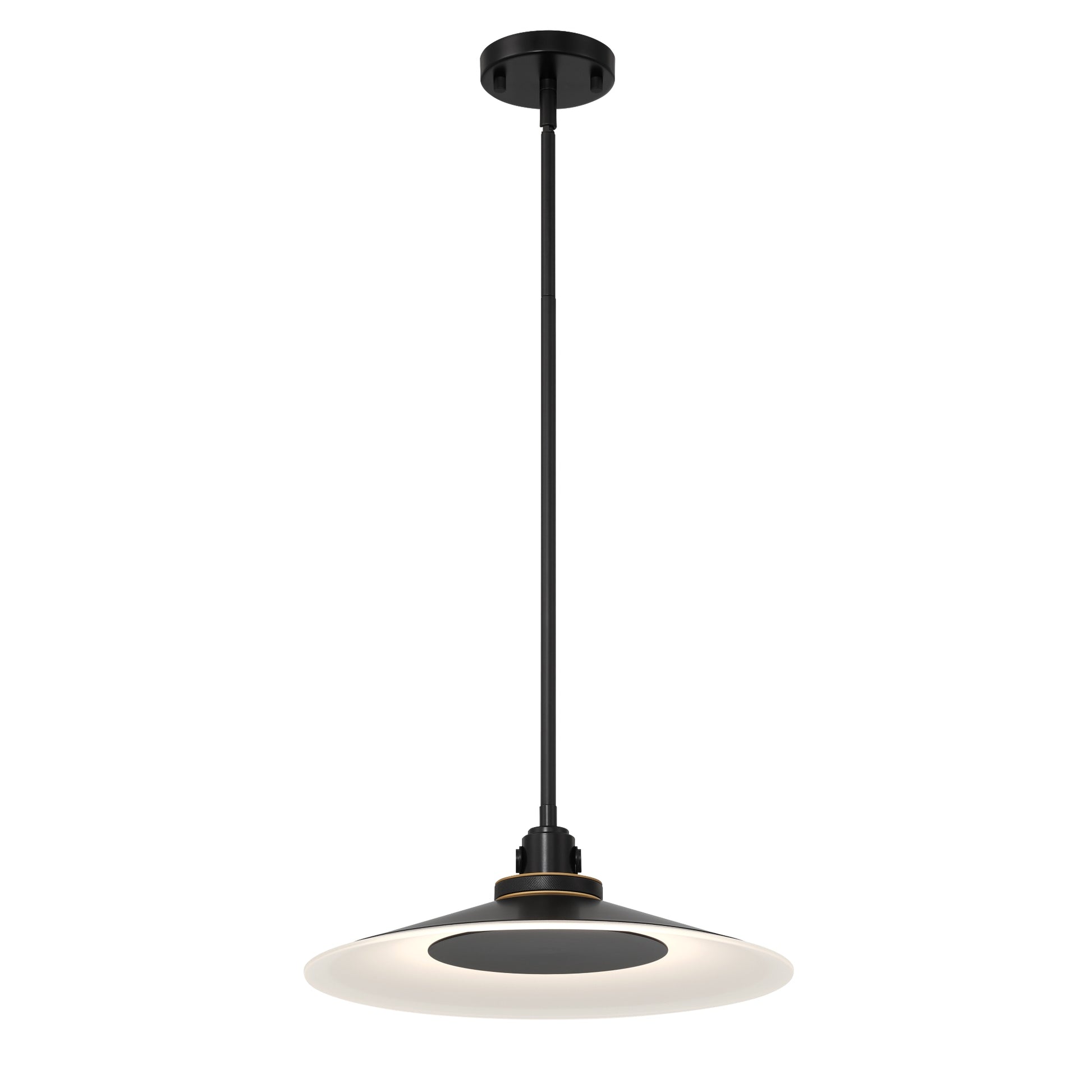 Eurofase Lighting Deckard 16" 1-Light Integrated LED Frosted Glass Shade Gold and Black Outdoor Pendant Light