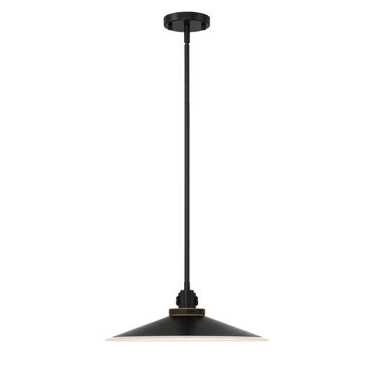Eurofase Lighting Deckard 16" 1-Light Integrated LED Frosted Glass Shade Gold and Black Outdoor Pendant Light