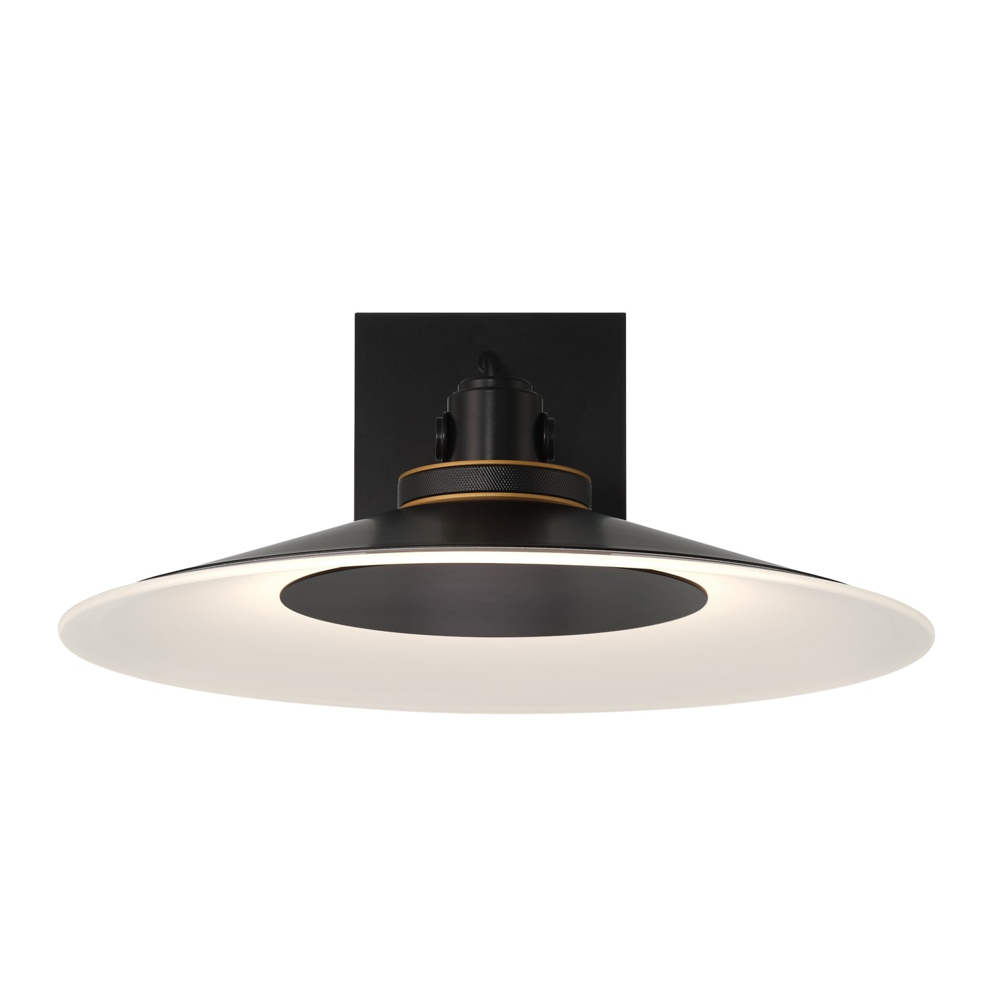 Eurofase Lighting Deckard 16" 1-Light Integrated LED Frosted Glass Shade Gold and Black Outdoor Wall Lantern Light