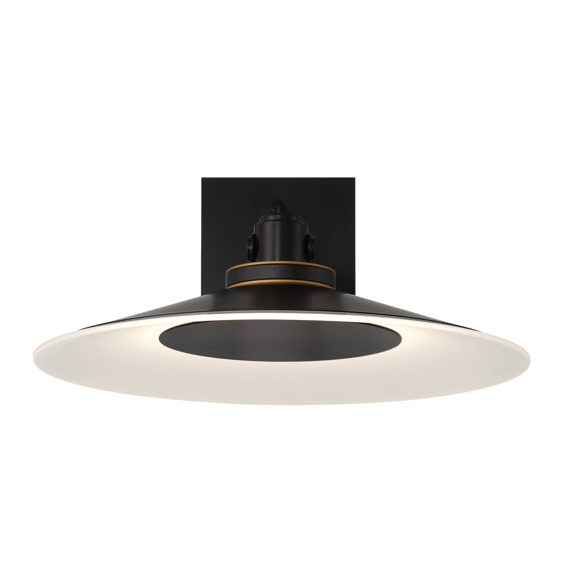 Eurofase Lighting Deckard 16" 1-Light Integrated LED Frosted Glass Shade Gold and Black Outdoor Wall Lantern Light