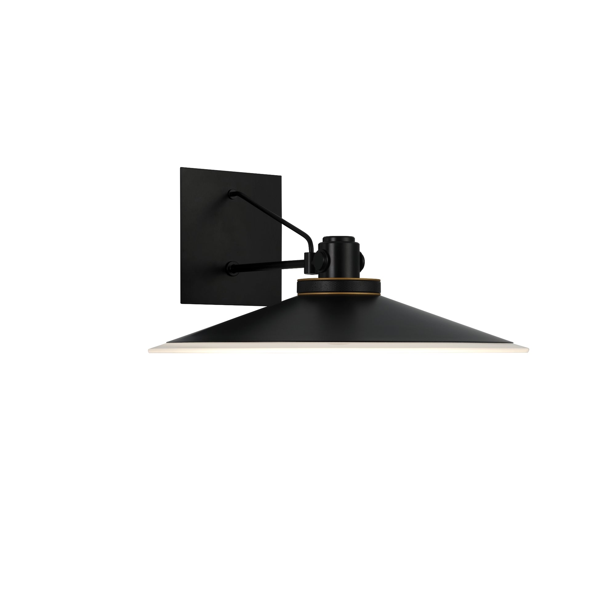 Eurofase Lighting Deckard 16" 1-Light Integrated LED Frosted Glass Shade Gold and Black Outdoor Wall Lantern Light