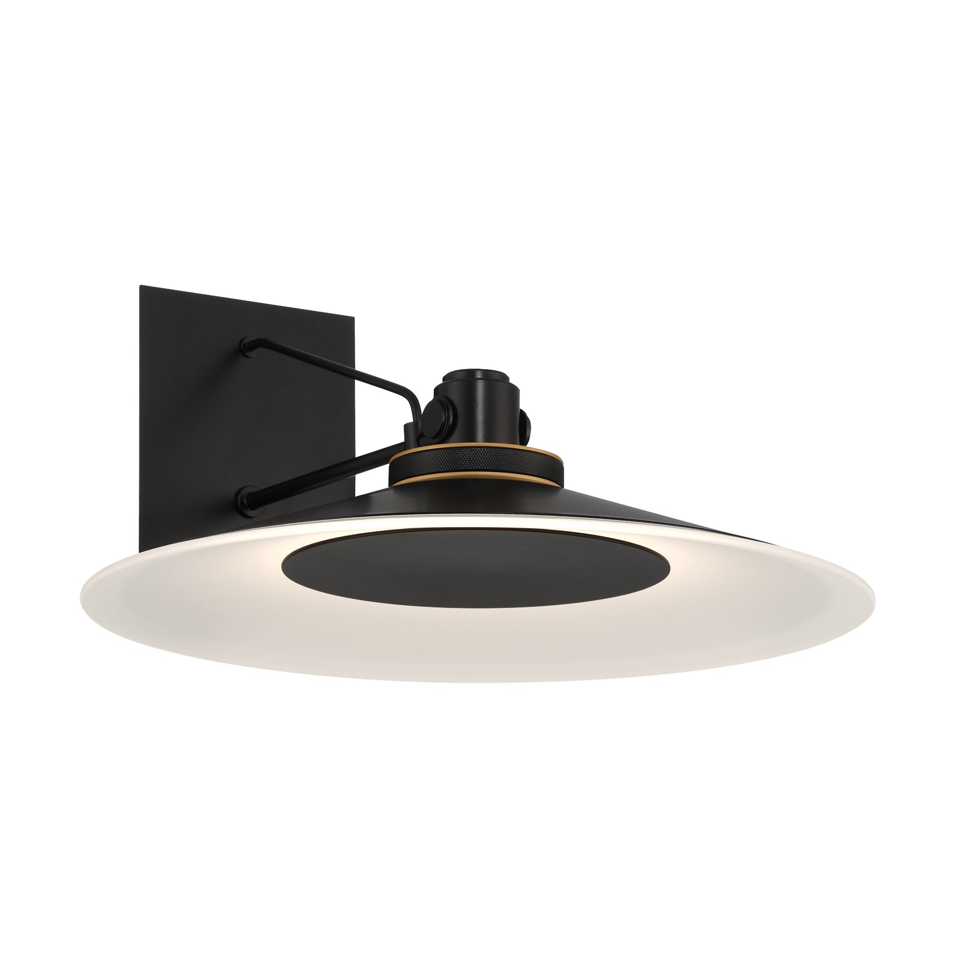 Eurofase Lighting Deckard 16" 1-Light Integrated LED Frosted Glass Shade Gold and Black Outdoor Wall Lantern Light