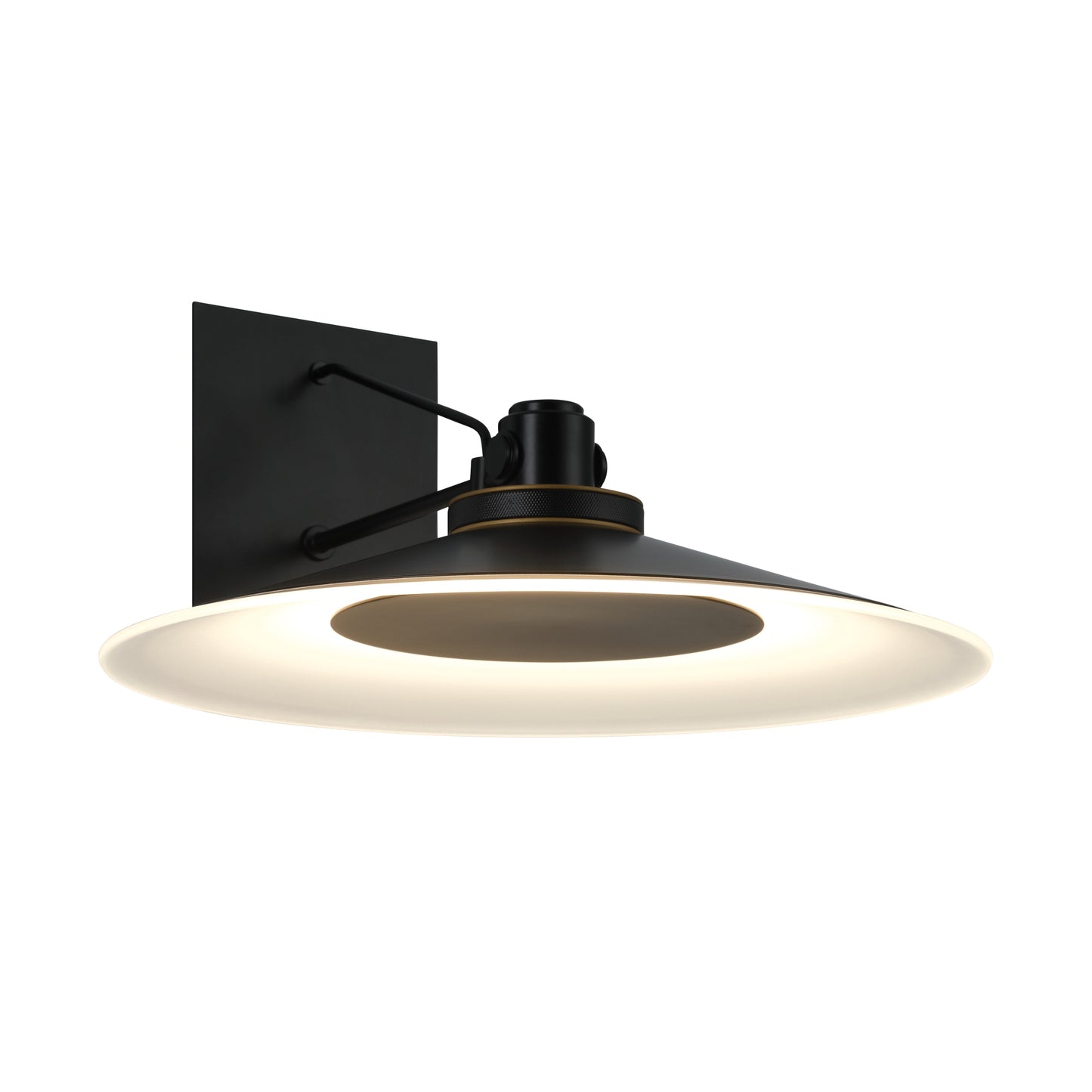Eurofase Lighting Deckard 16" 1-Light Integrated LED Frosted Glass Shade Gold and Black Outdoor Wall Lantern Light