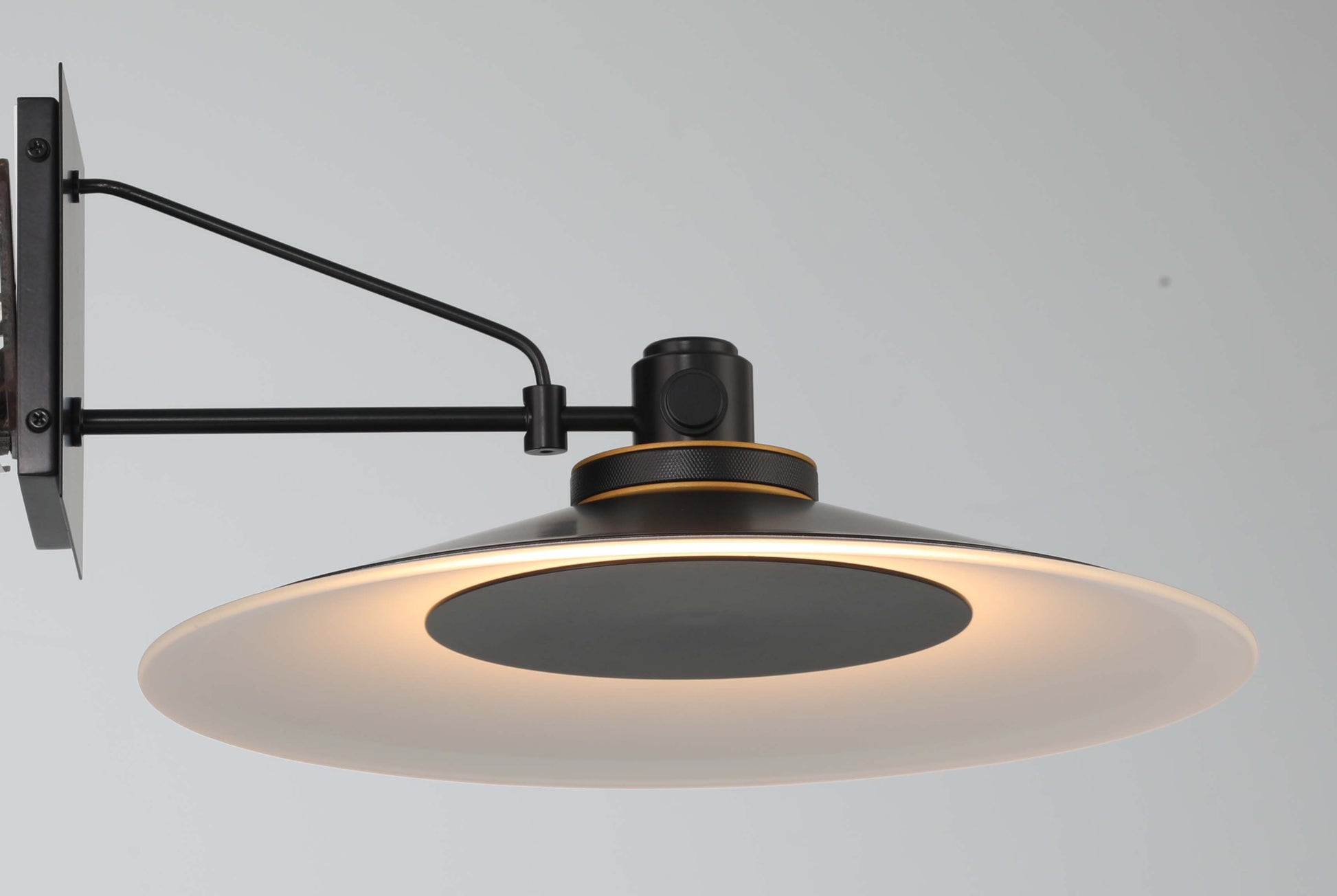 Eurofase Lighting Deckard 16" 1-Light Integrated LED Frosted Glass Shade Gold and Black Outdoor Wall Lantern Light