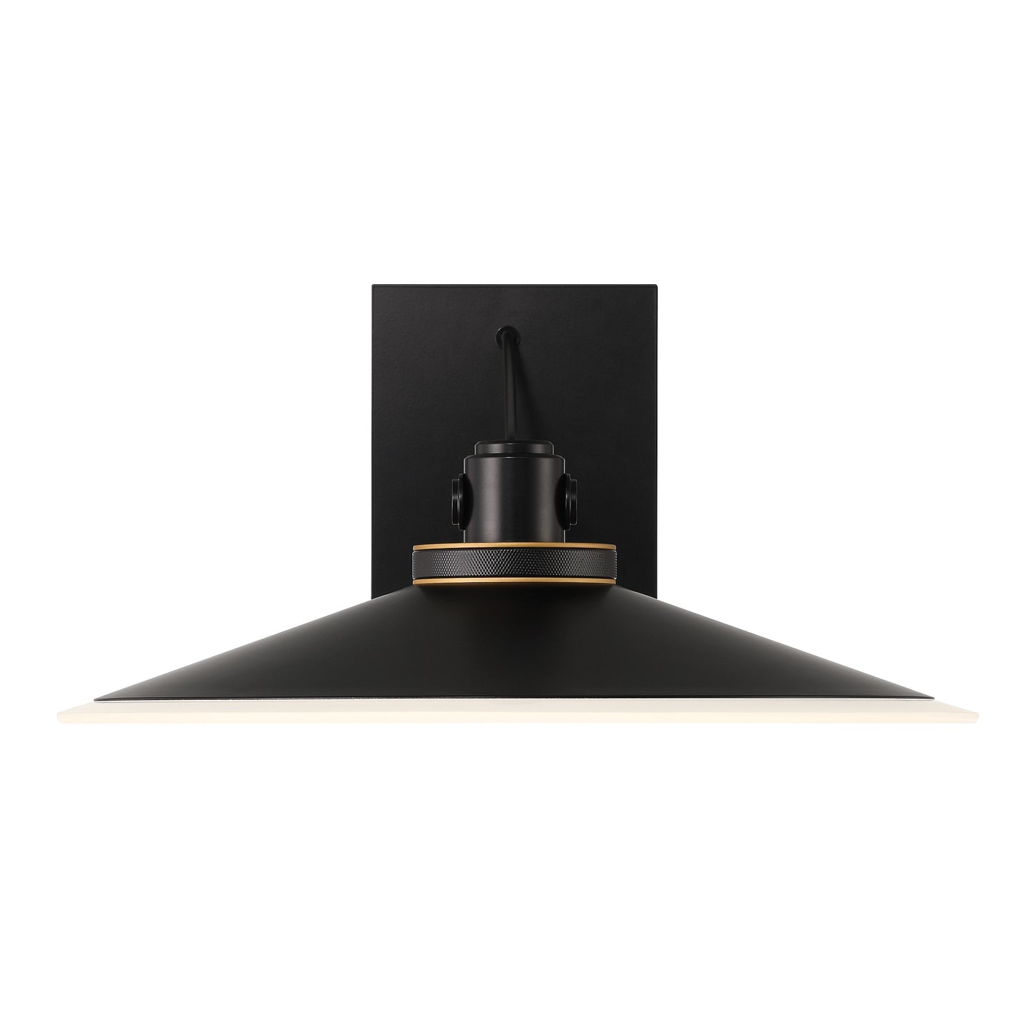 Eurofase Lighting Deckard 16" 1-Light Integrated LED Frosted Glass Shade Gold and Black Outdoor Wall Lantern Light