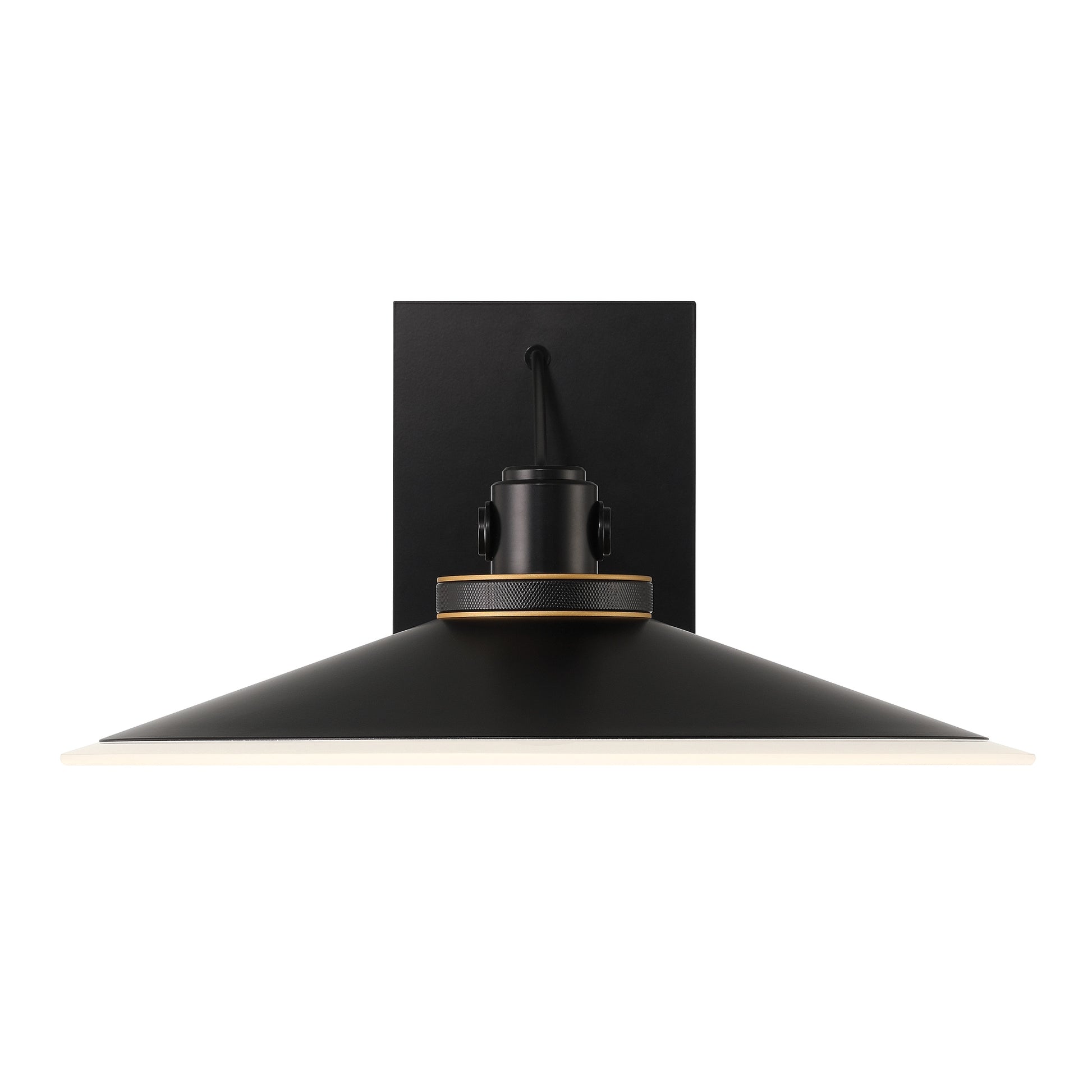 Eurofase Lighting Deckard 16" 1-Light Integrated LED Frosted Glass Shade Gold and Black Outdoor Wall Lantern Light