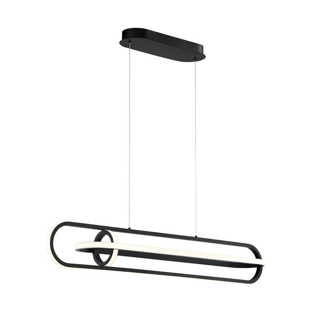 Eurofase Lighting Demark 42" Dimmable Integrated LED Metal Linear Matte Black Chandelier With White Acrylic Shades